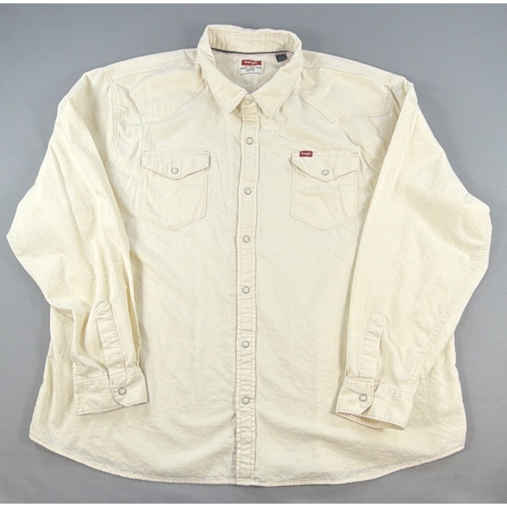 Wrangler Shirt Mens 3XL Western Button Up Workwear Long Sleeve Snap Style